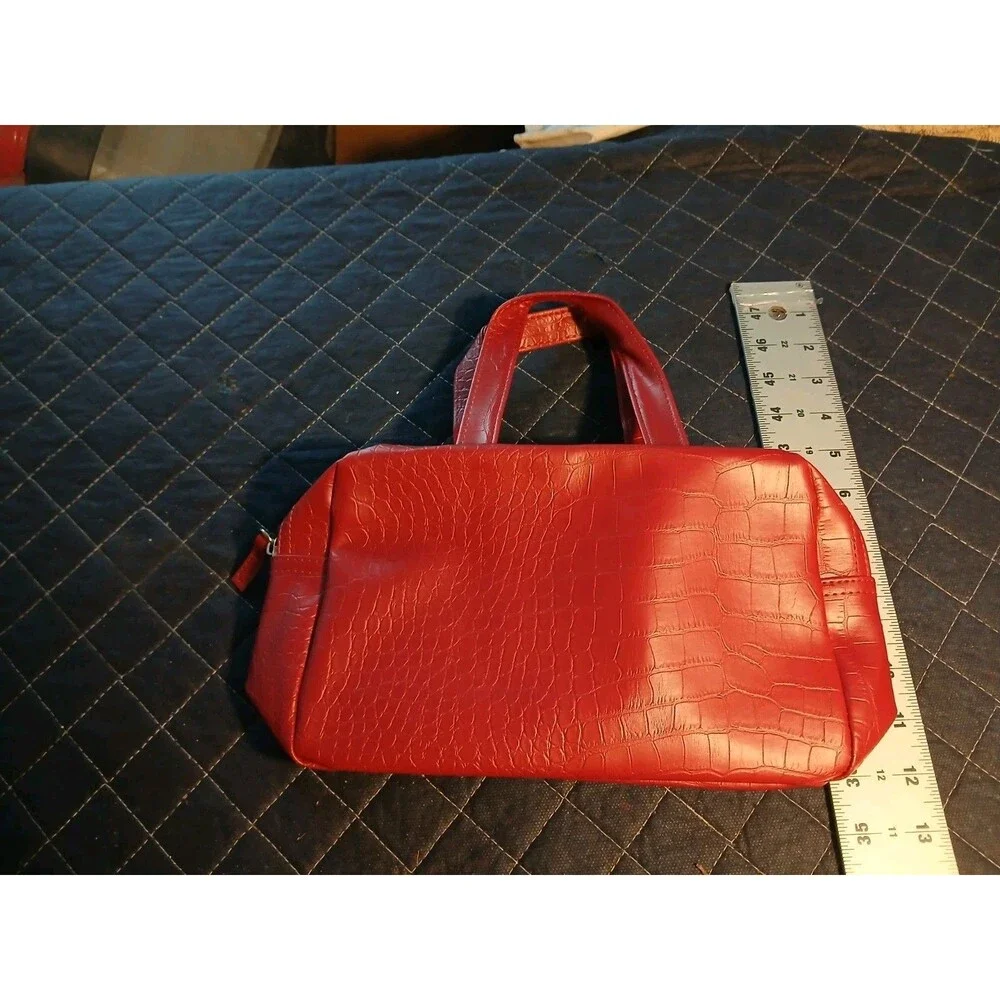 Burgundy Croc Makeup Bag-